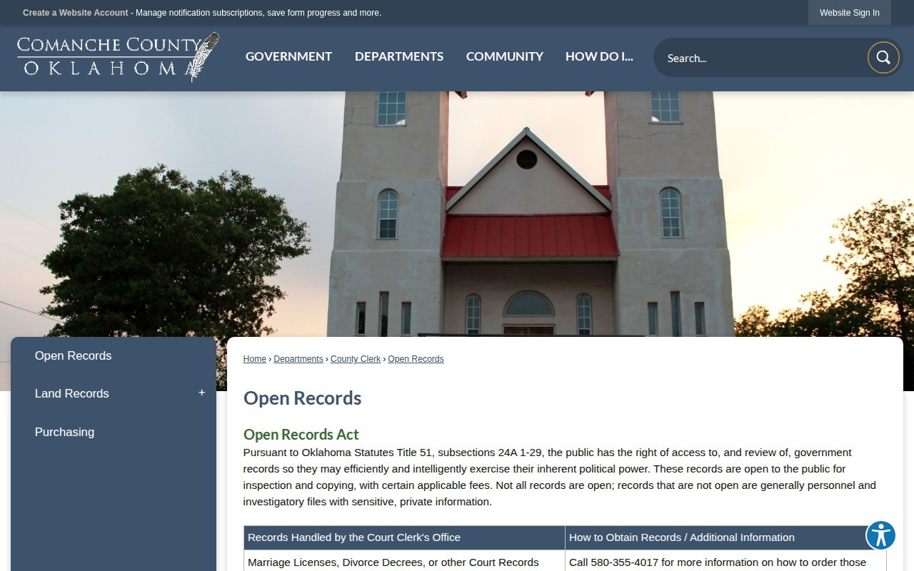 Comanche County release records request instructions